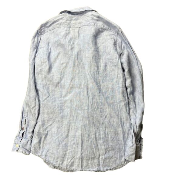 Diesel Men's 100% Linen Blue Button Down Long Sleeve Size S - Picture 5 of 6